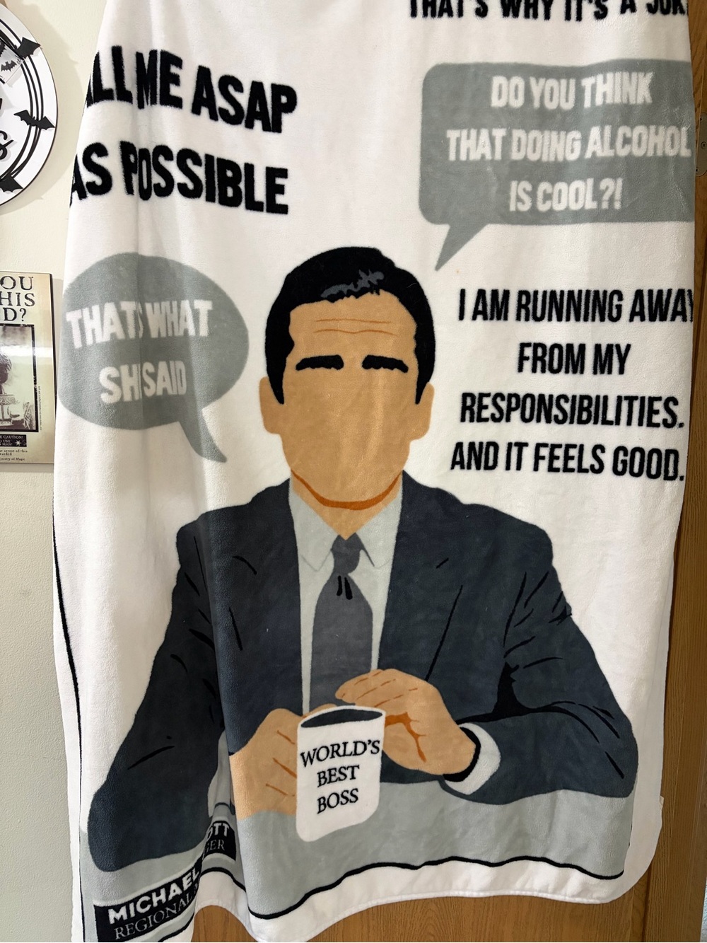 The Office Michael Scott Quotes Plush Fleece Throw Blanket World’s Best Boss